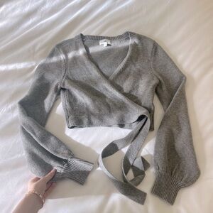 LPA cropped tie/ wrap sweater